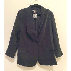 Jessica London Womens Black Blazer Jacket Single Button 22W